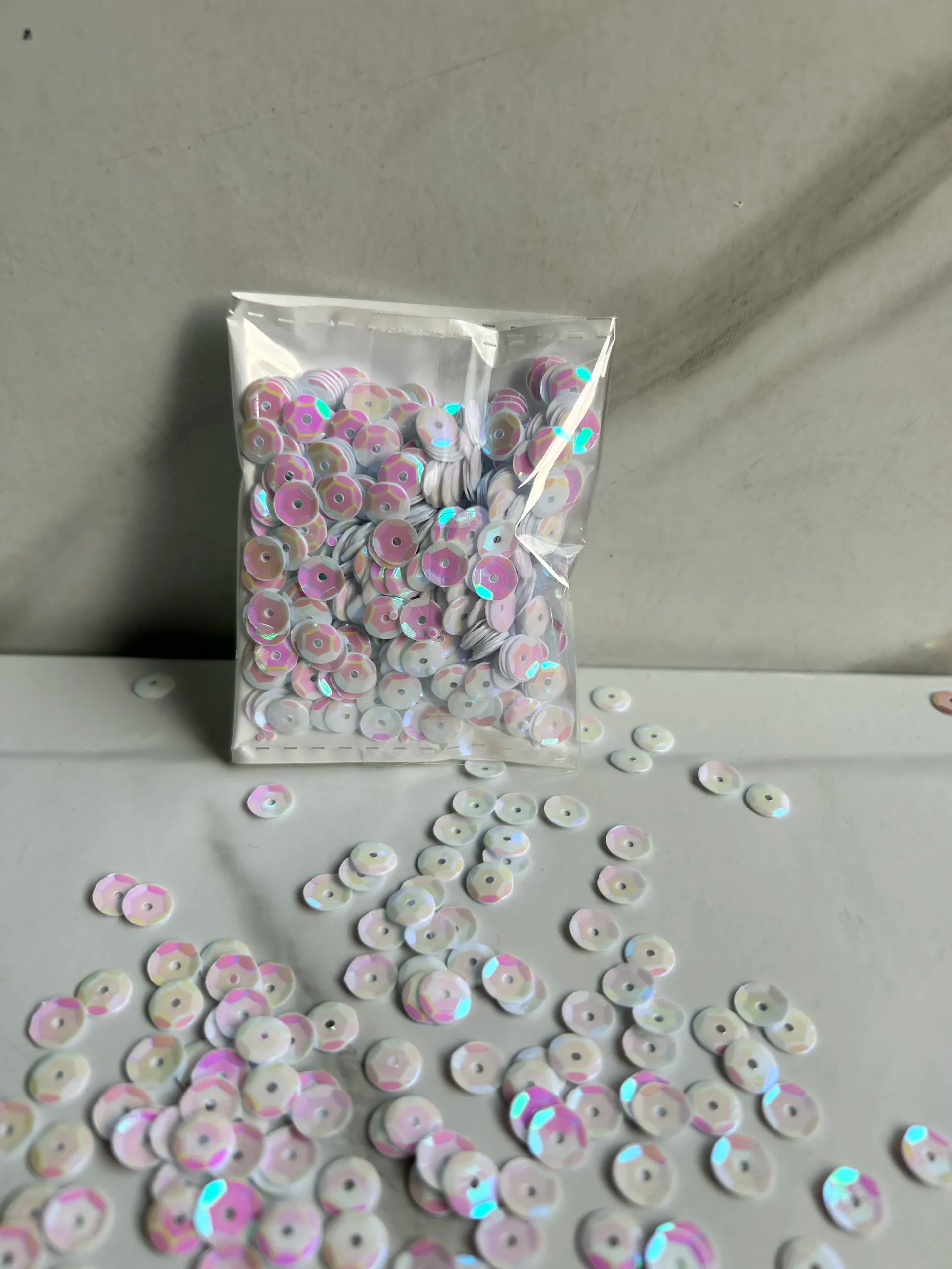 White-Multi Bowl Sequins (6mm)-10G