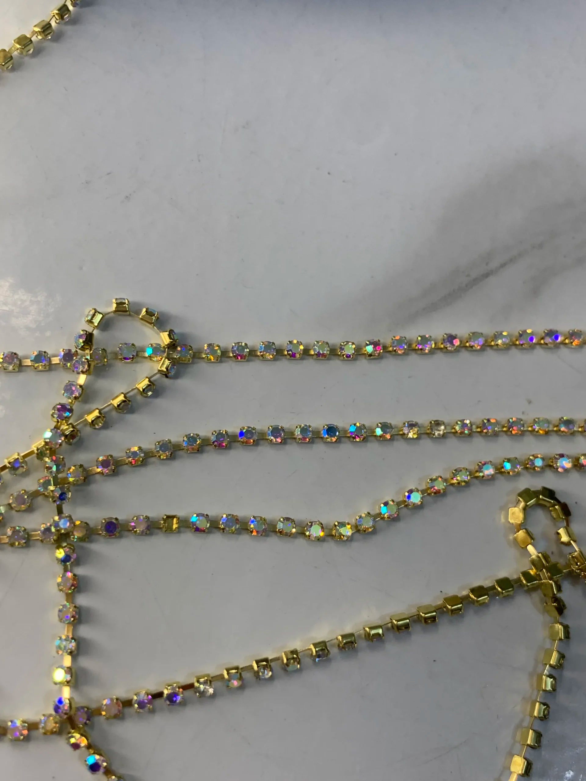 Golden-Multi Rhine Stone Chain (1Yard)