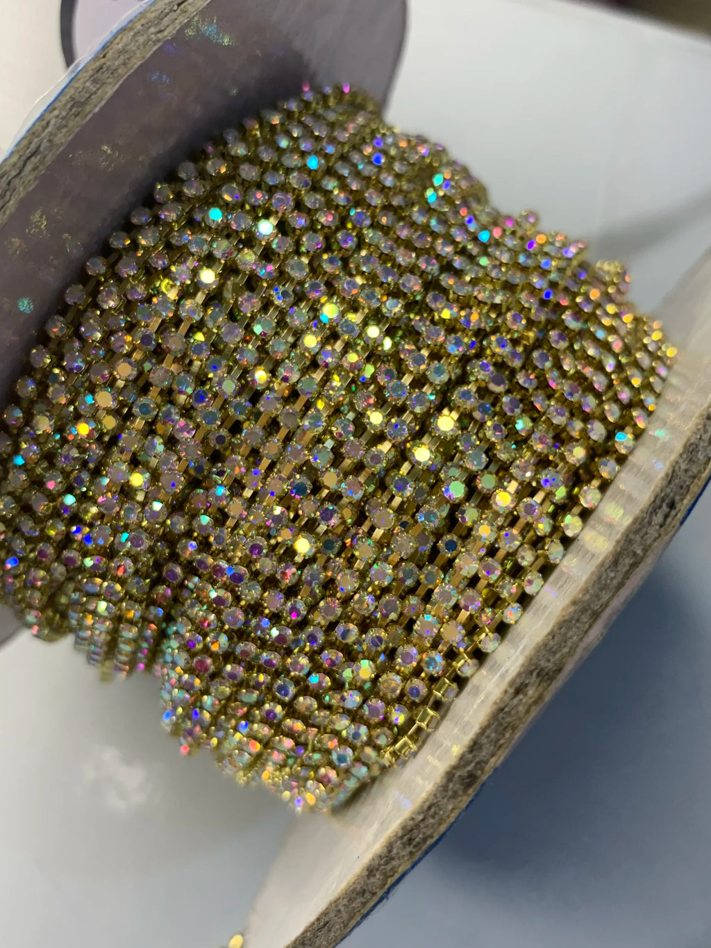 Golden-Multi Rhine Stone Chain (1Yard)