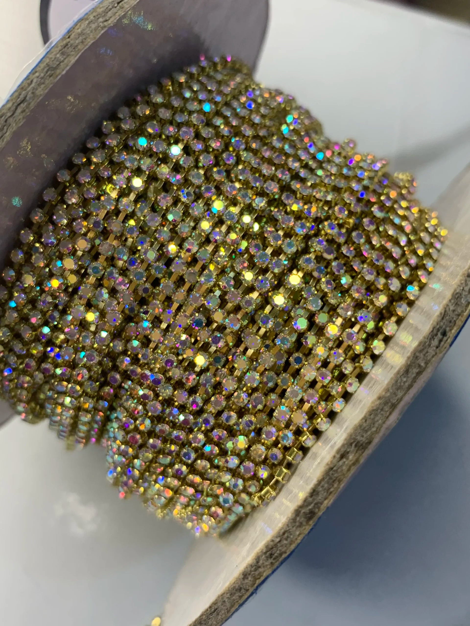 Golden-Multi Rhine Stone Chain (1Yard)