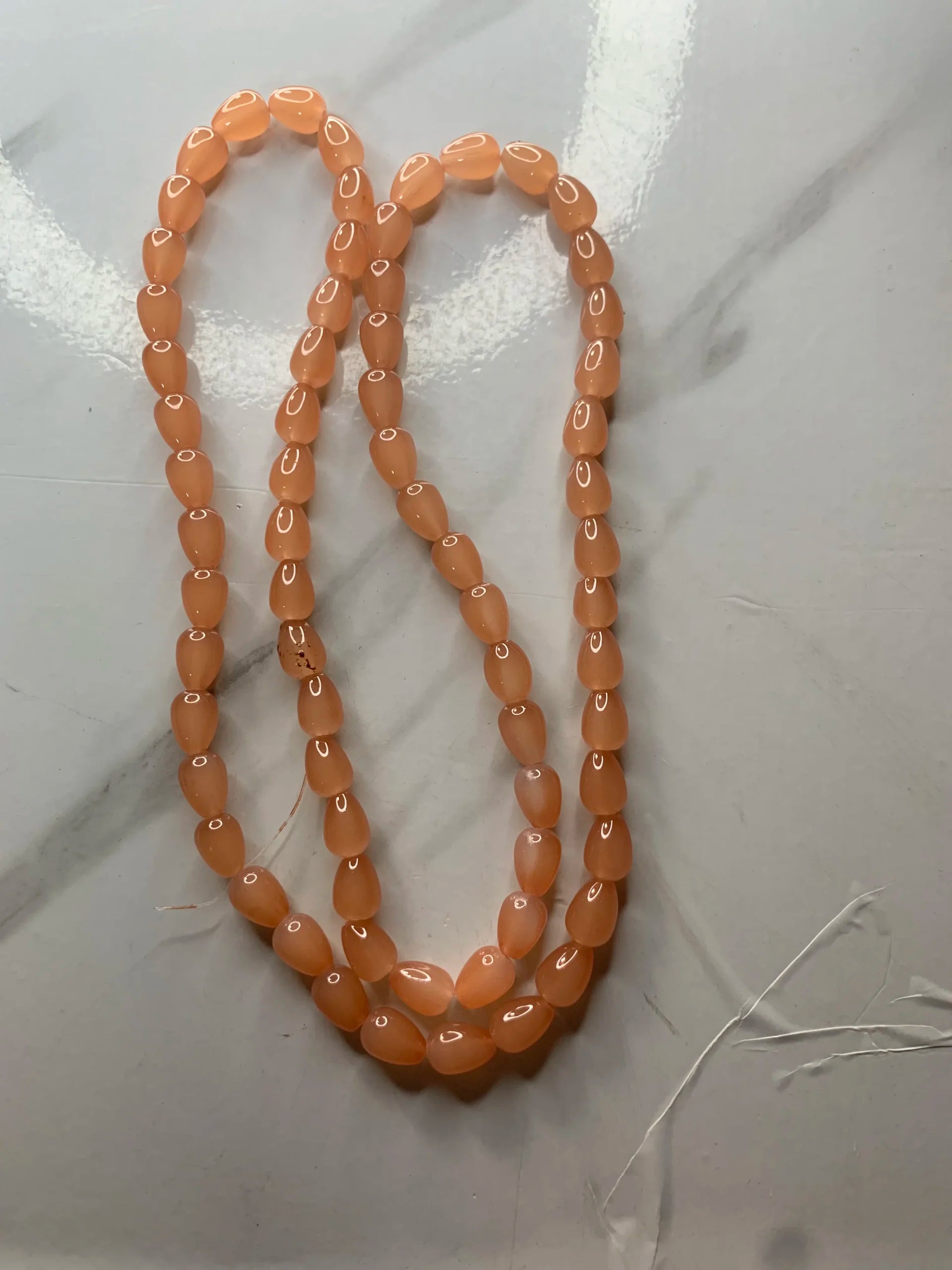 Peach-Marble Drop Beads (One-String)