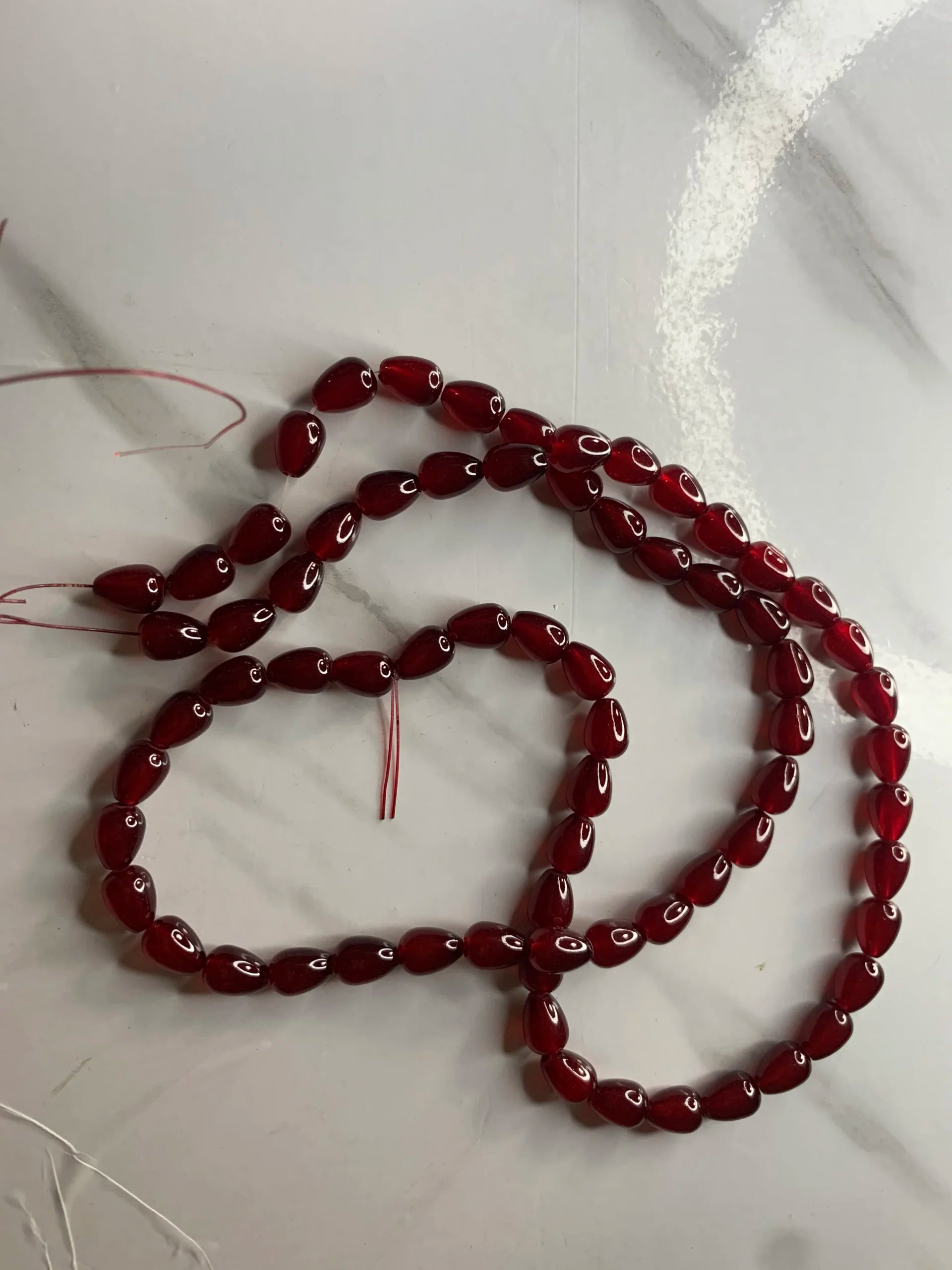 Maroon Marble Drop Beads (One-String)