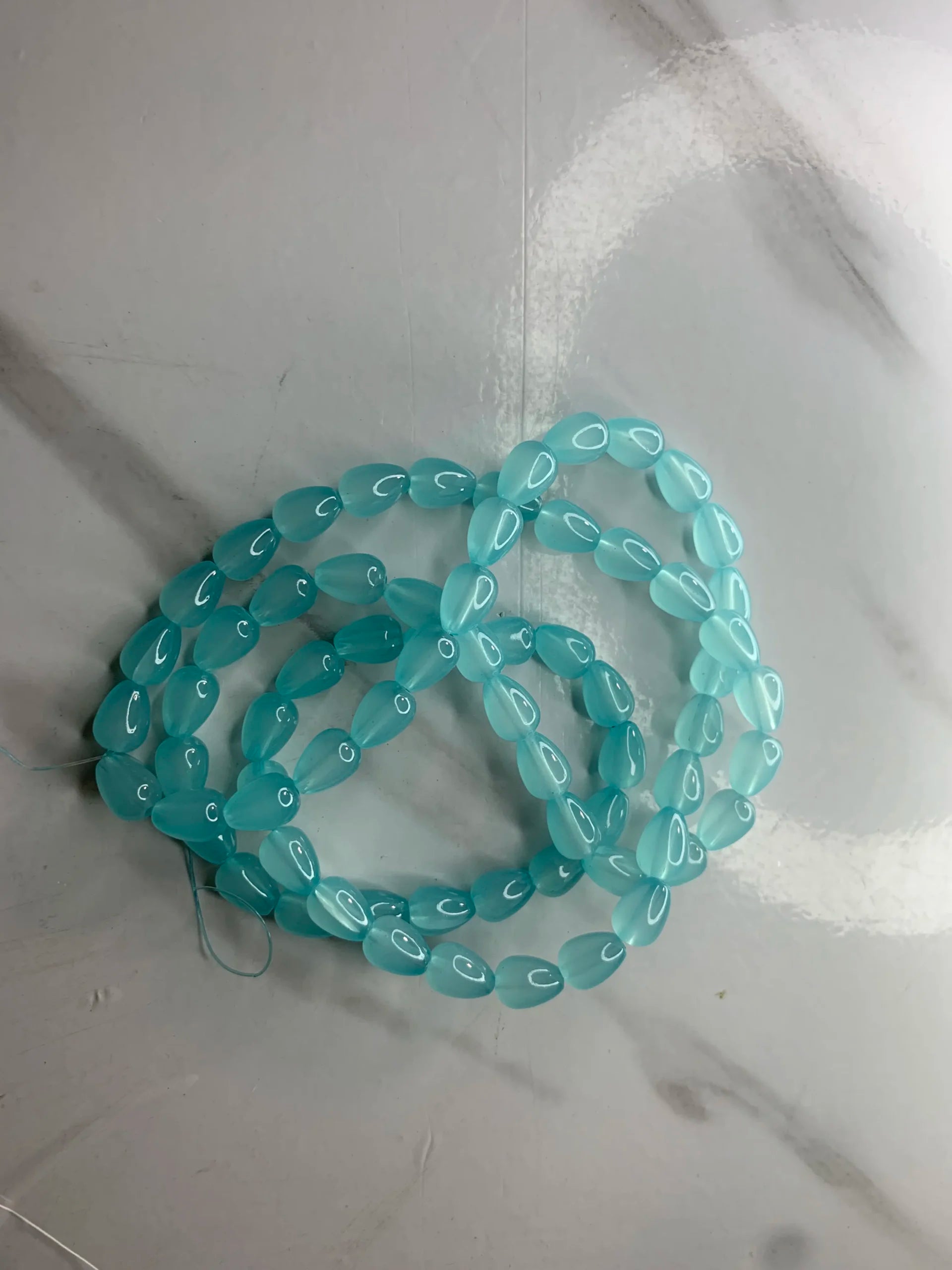 Aqua-Marble Drop Beads (One-String)