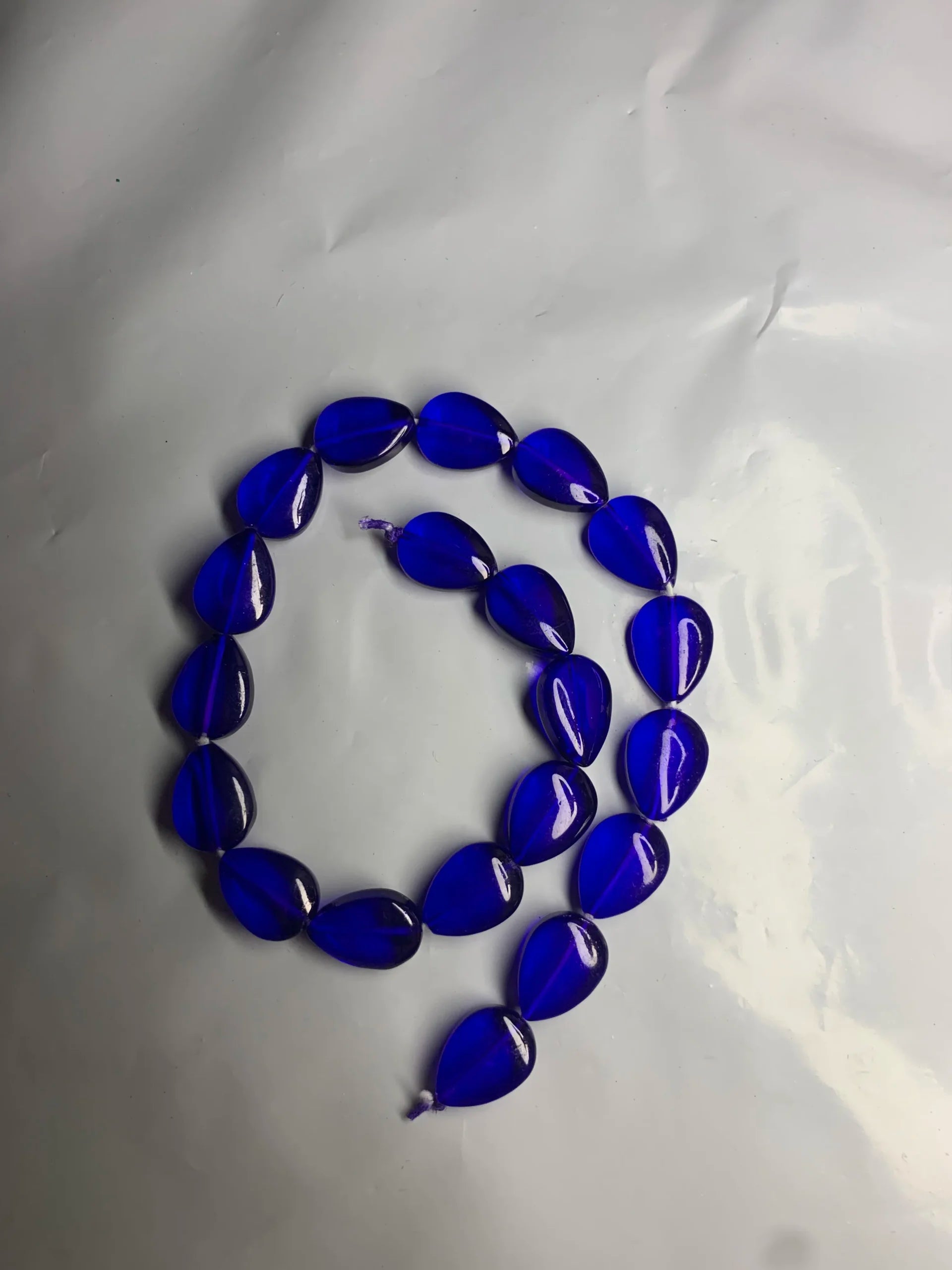 Blue-Flat Drop Beads (20Pcs)