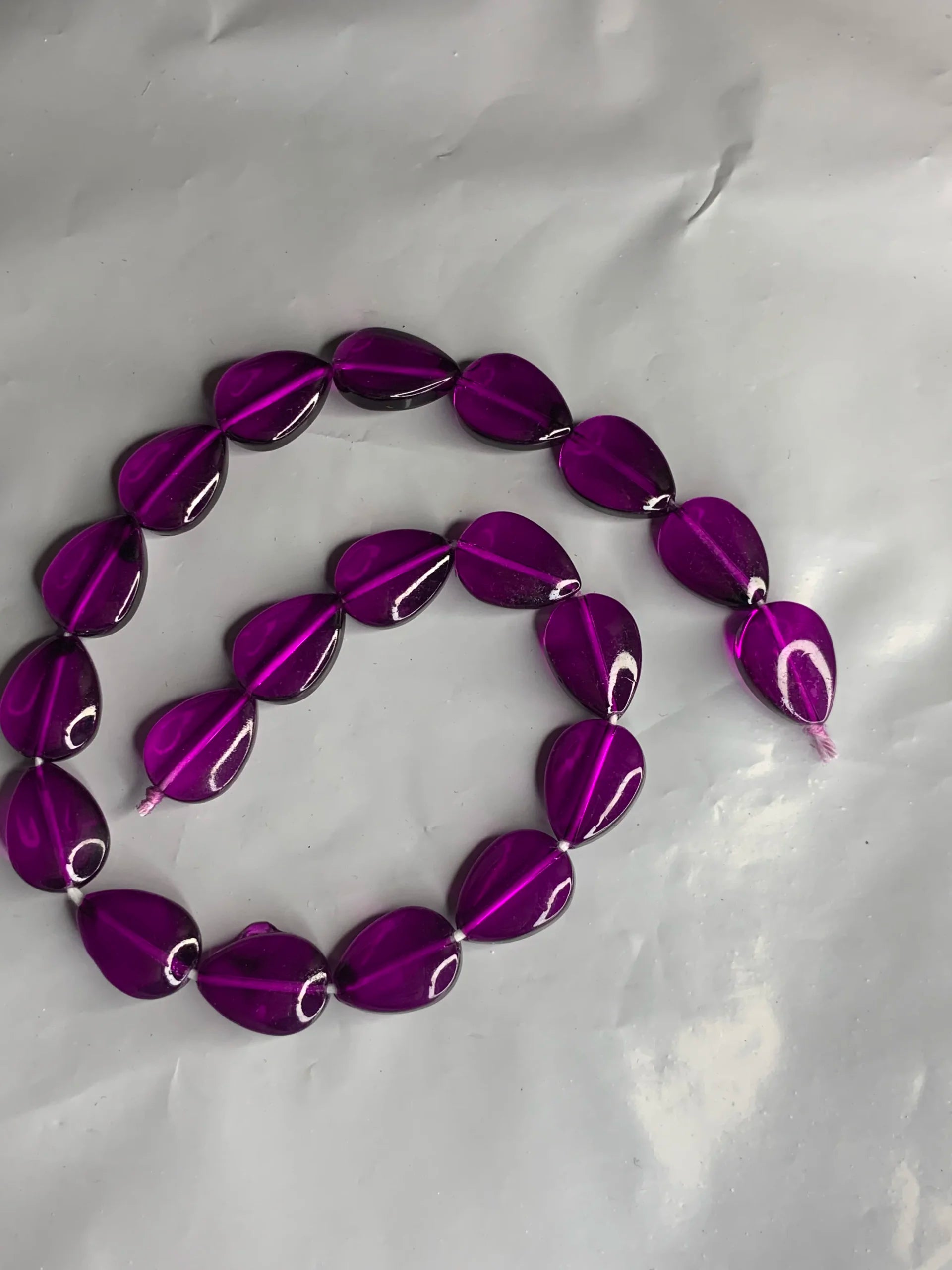 Purple-Flat Drop Beads (20Pcs)