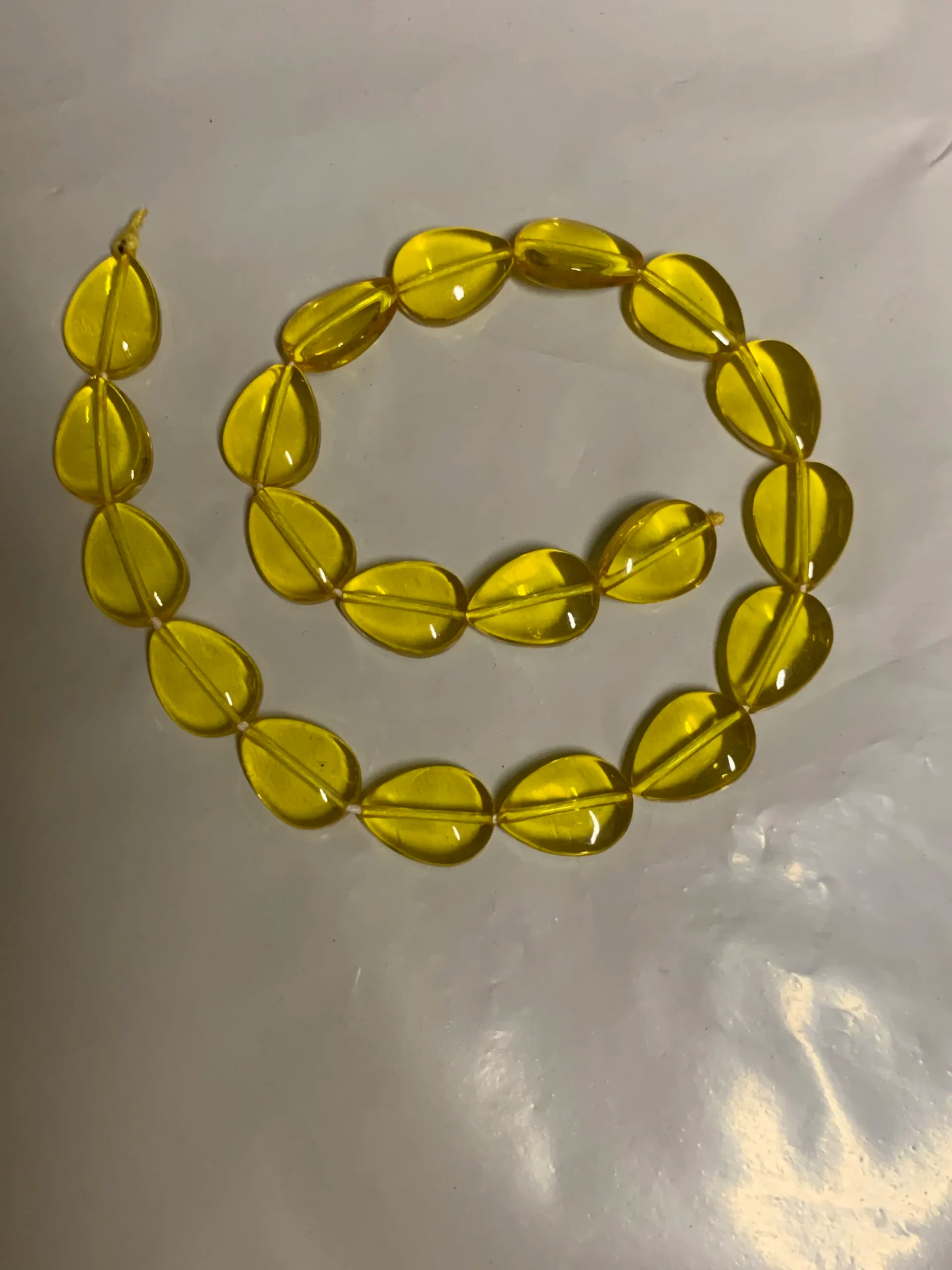 Yellow-Flat Drop Beads (20Pcs)