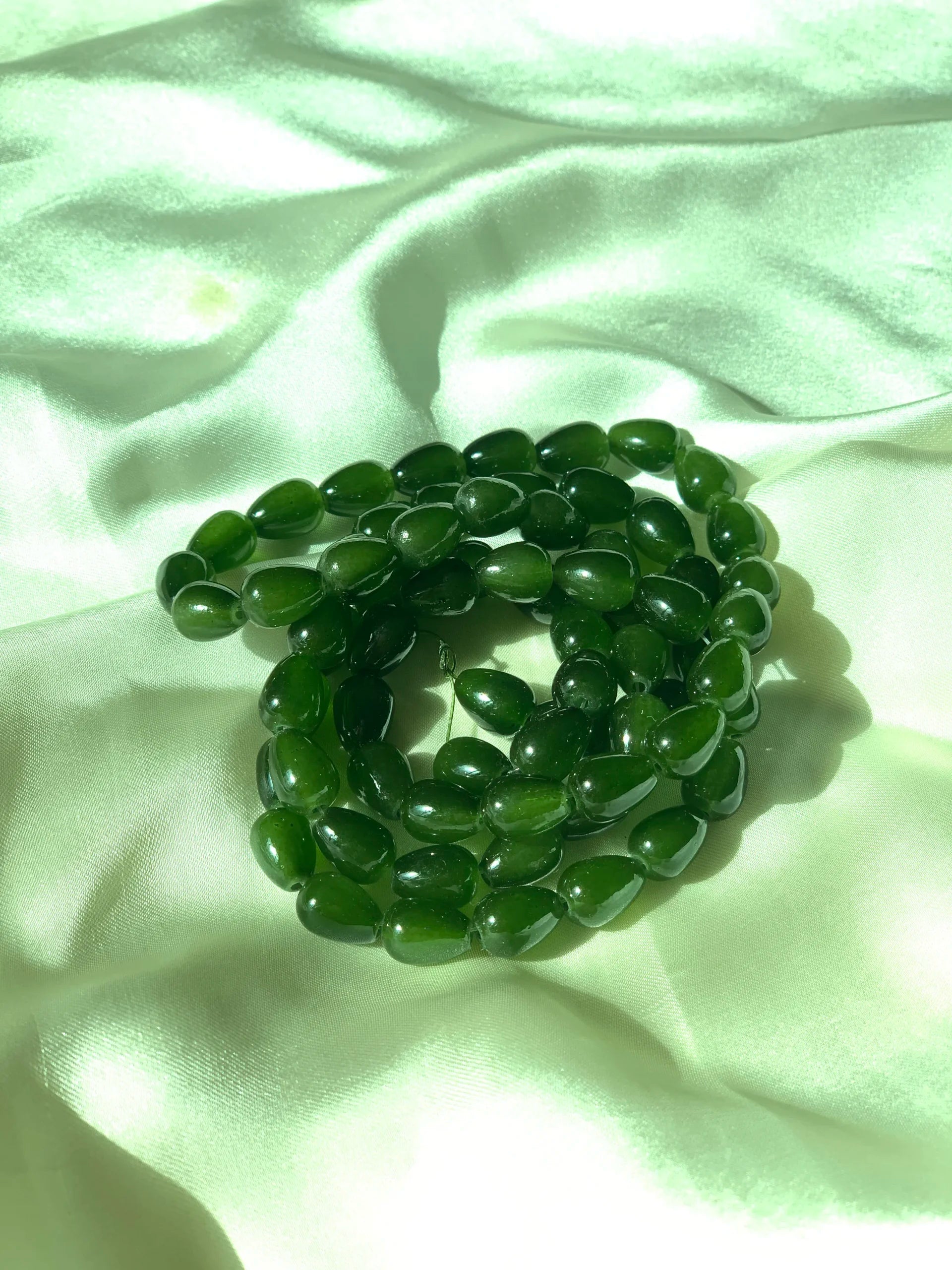 Green-Marble Drop Beads (One-String)
