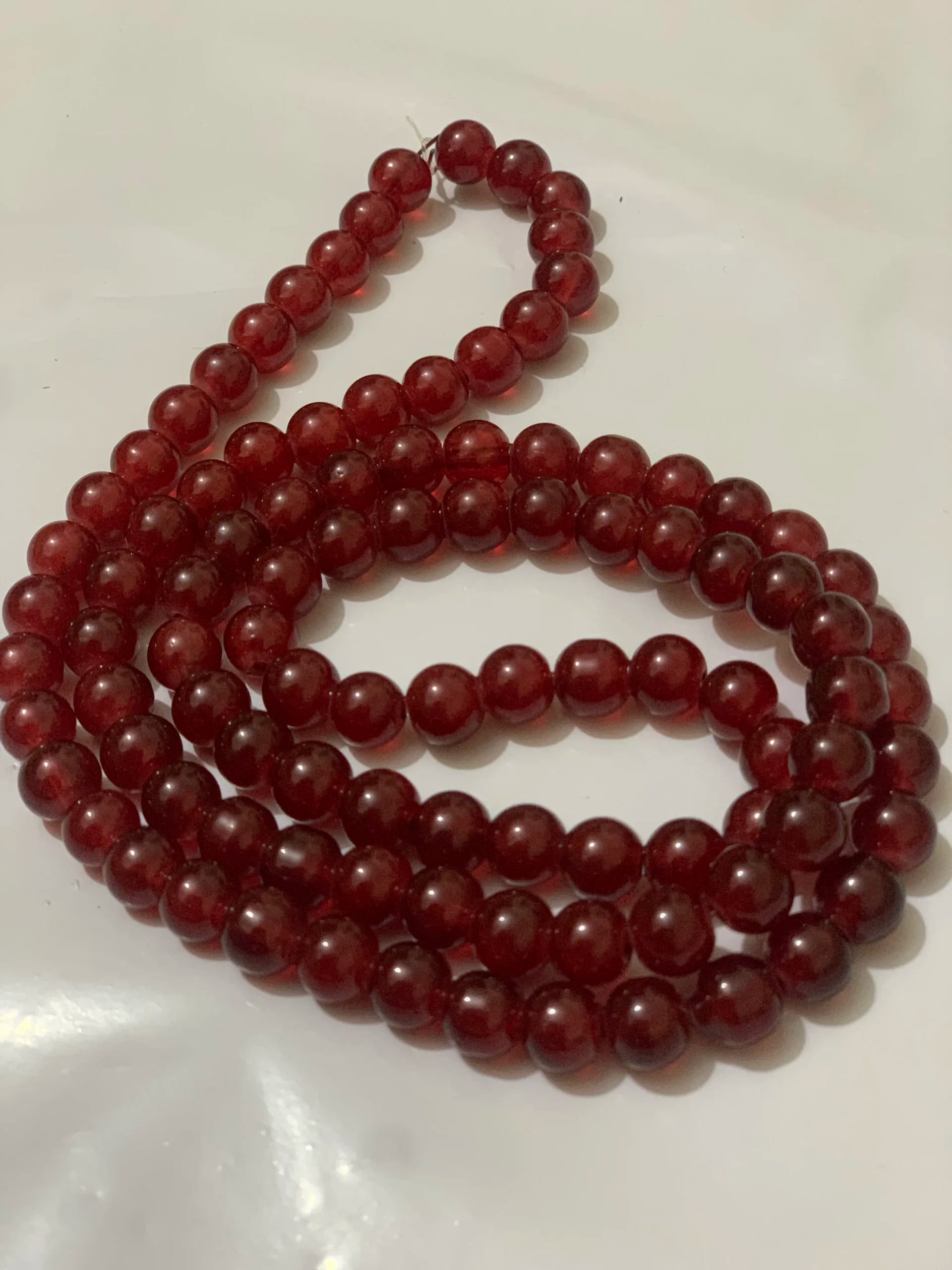 8mm- Red Marble Beads (One-String)