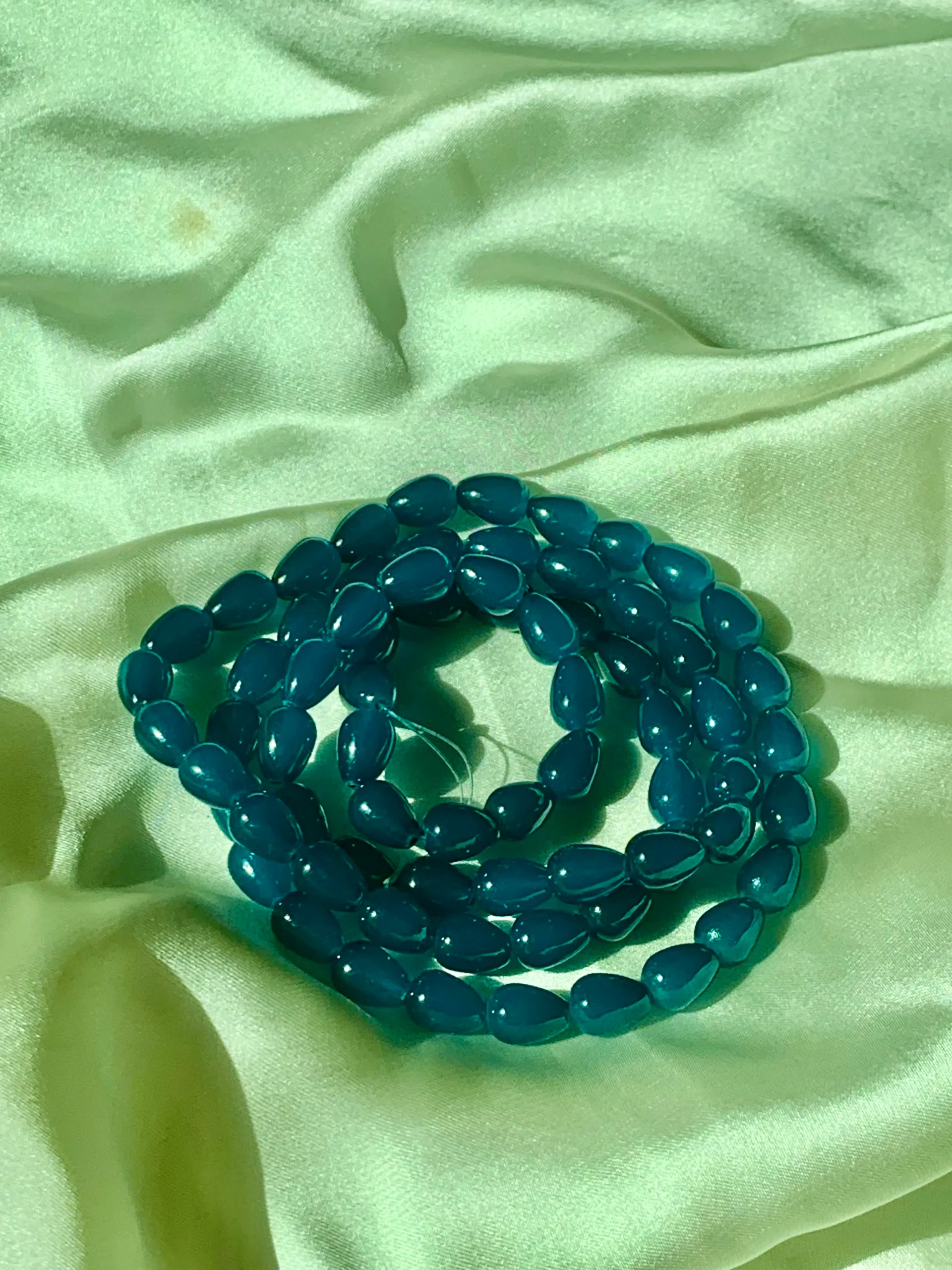 TealBlue-Marble Drop Beads (One-String)