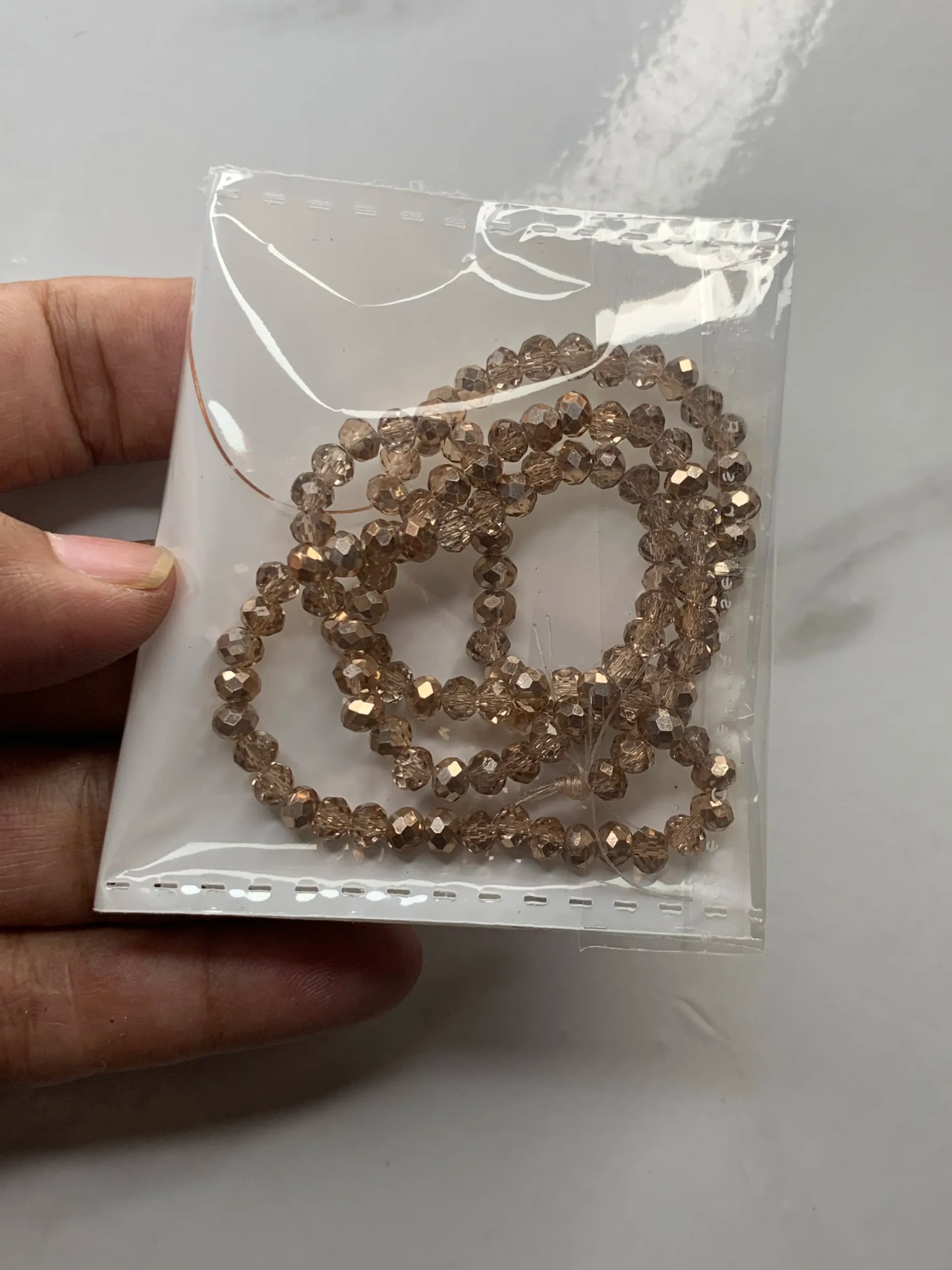 4mm-Rose Gold Matte Crystal (One-String)