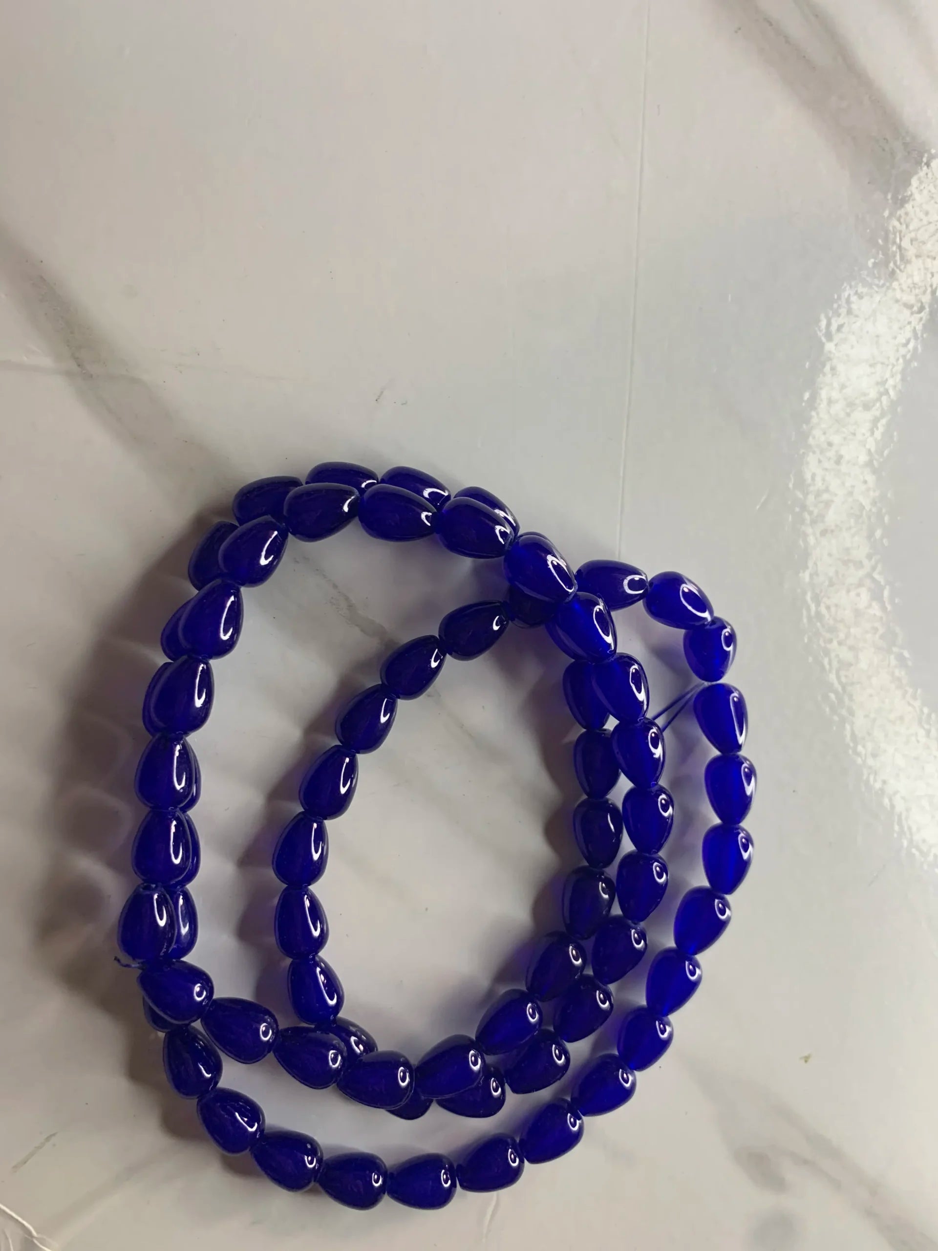 DarkBlue-Marble Drop Beads (One-String)