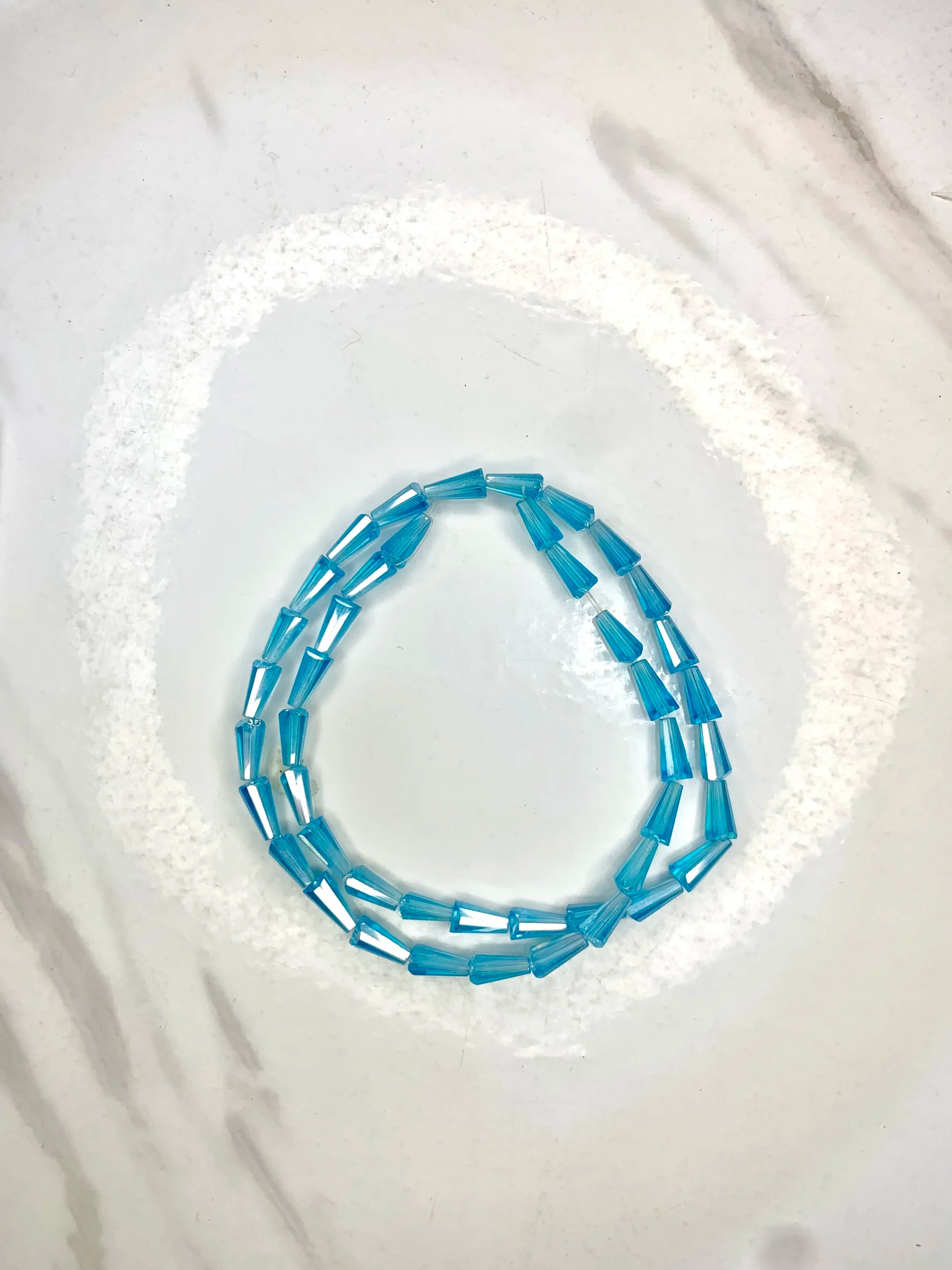 Aqua Blue-Cone Beads Crystal (One-String)