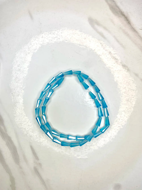 Aqua Blue-Cone Beads Crystal (One-String)