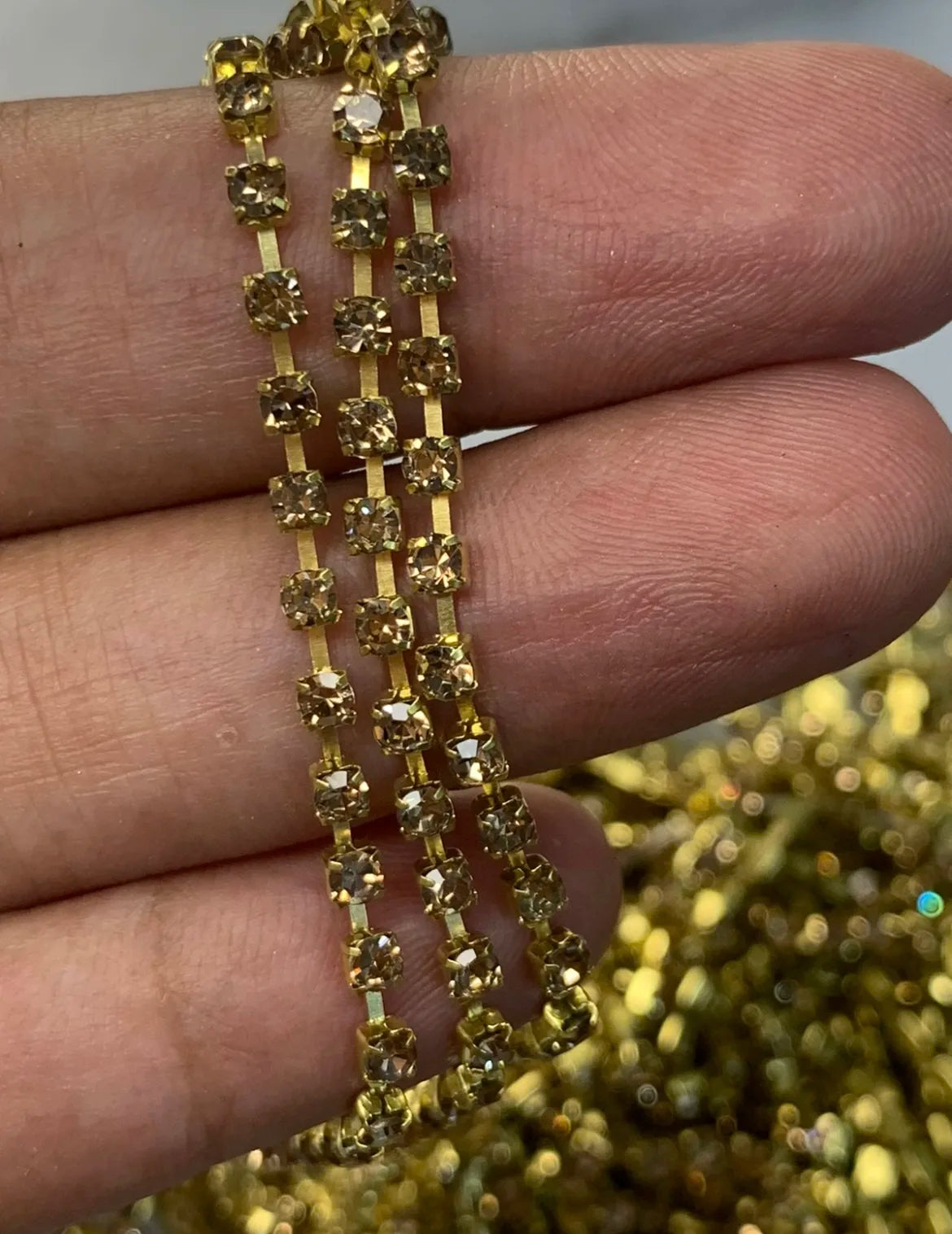 Champagne Rhine Stone Chain (1Yard)