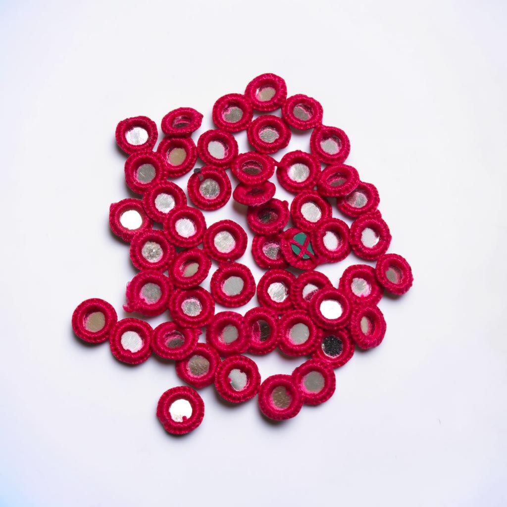 Dark Pink Color Thread Mirror-50 Pcs