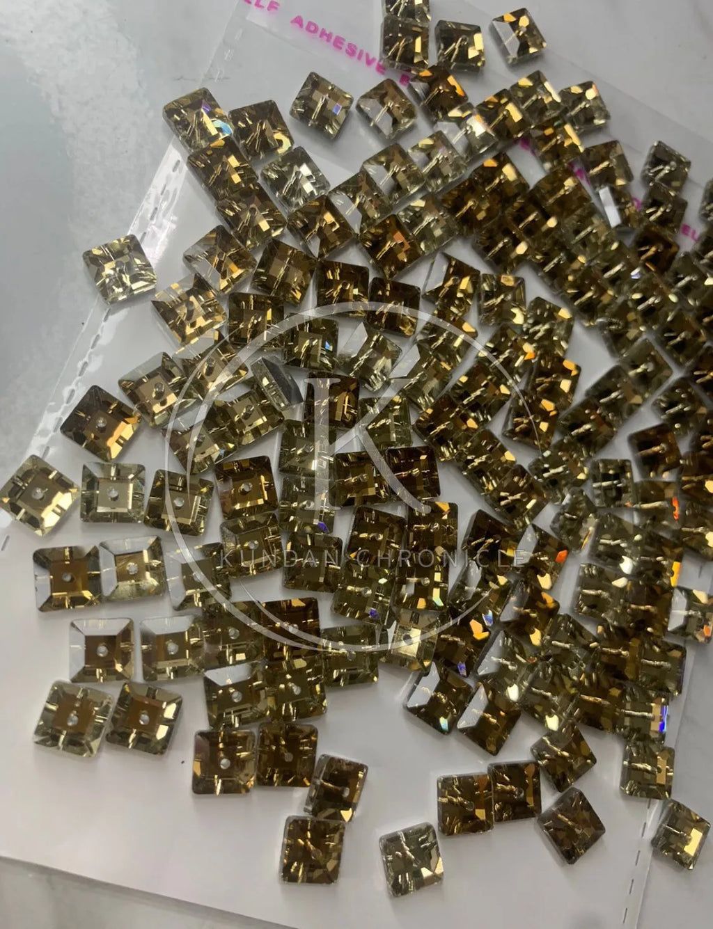 Smoke Gold Swarovski Square 8/8 Crystal-144Pcs