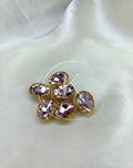 Pink Oval-Stone Golden Base Medium ( 6Pcs )