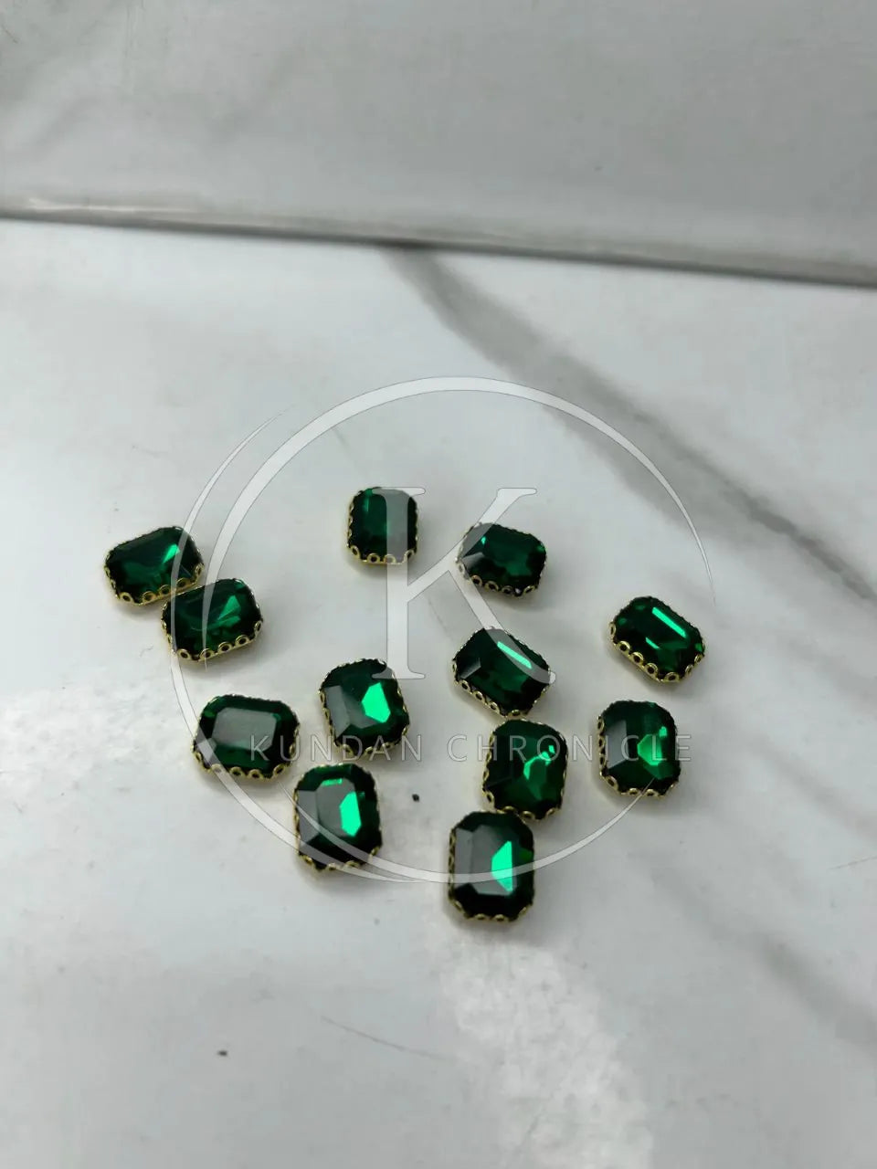 Green Rectangular-Stone Small (12Pcs)