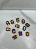Dark Multi Rectangular-Stone Medium ( 6Pcs )