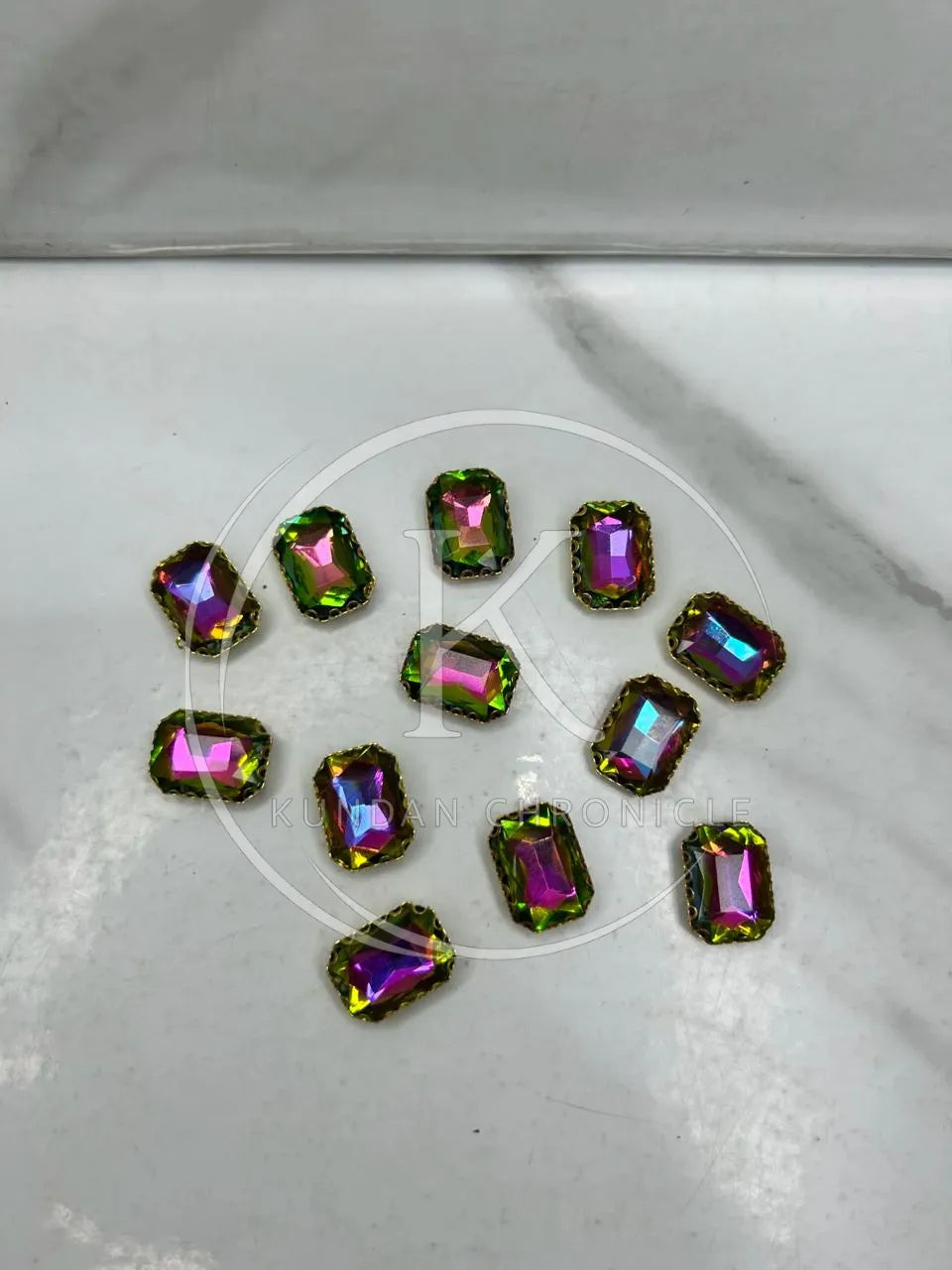 Dark Multi Rectangular-Stone Medium ( 6Pcs )