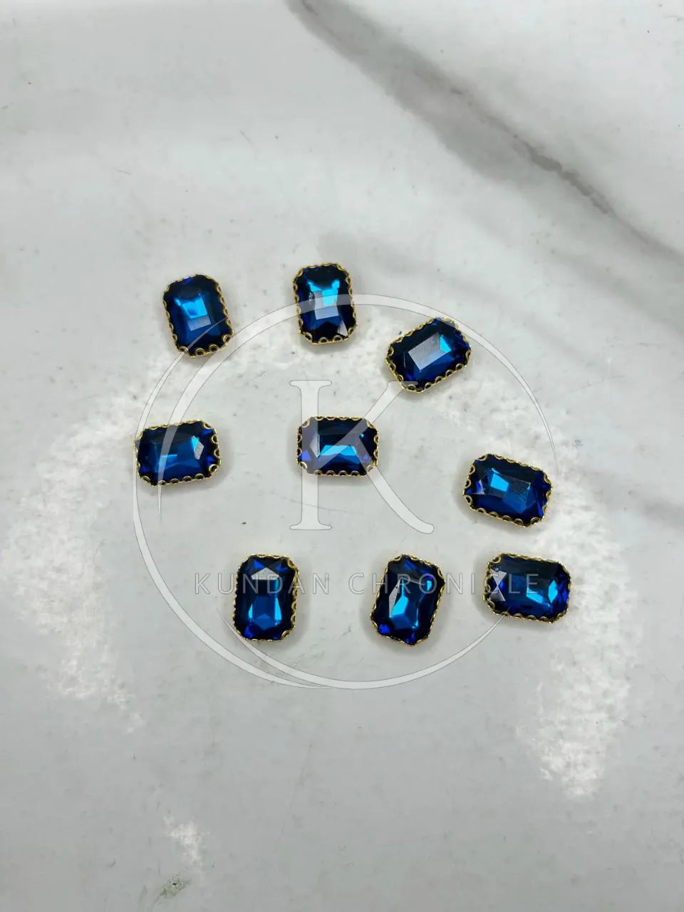 Blue Rectangular-Stone Medium ( 6Pcs )