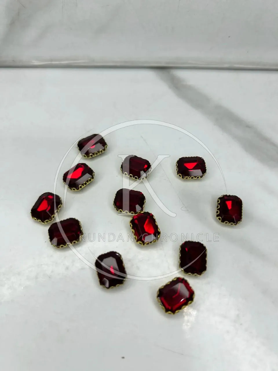 Red Rectangular-Stone Small (12Pcs)