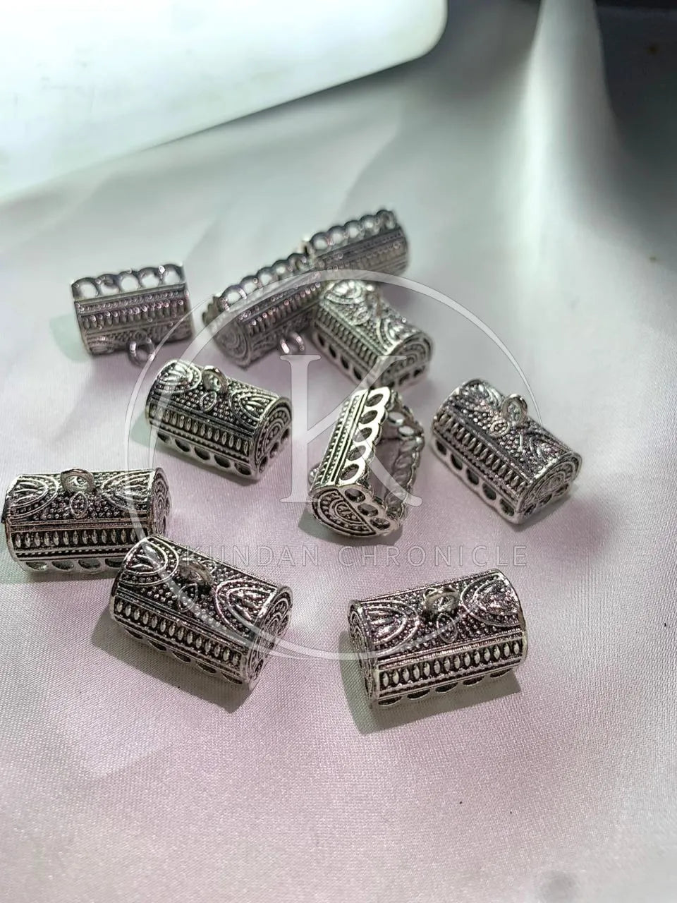Antique Silver Jhumka Base Large-Pair