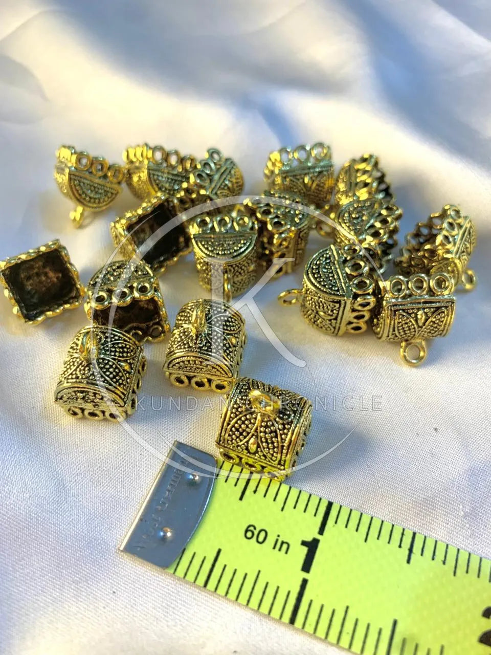 Antique Golden Jhumka Base Medium -Pair