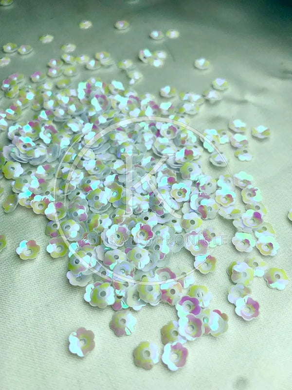Milky White Small Flower Sequins-10G