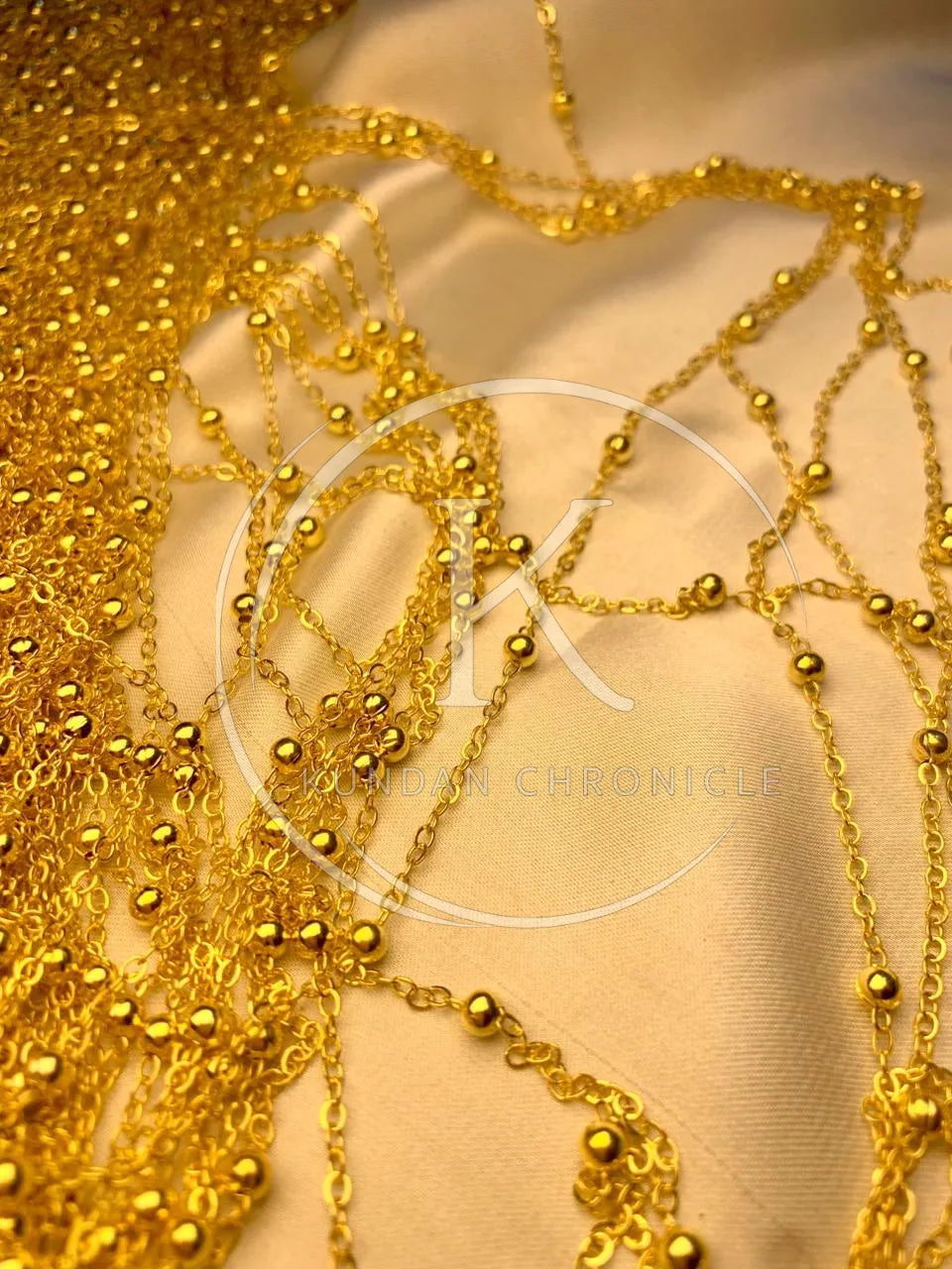 Golden Beaded Metal Chain-1Yard