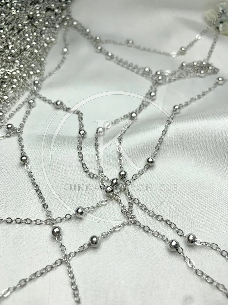 Silver Beaded Metal Chain-1Yard