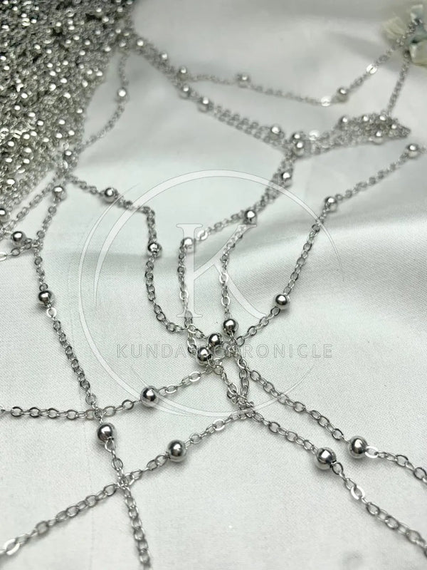 Silver Beaded Metal Chain-1Yard