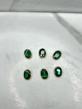 Green Oval-Stone Golden Base Medium ( 6Pcs )