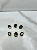 Black Oval-Stone Golden Base Medium ( 6Pcs )