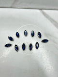 Blue-Silver Base Boat Shape Glass Stone (Regular)-12Pcs