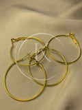 Golden Circle Hoop Earrings 1.5 diameter - 2Pair