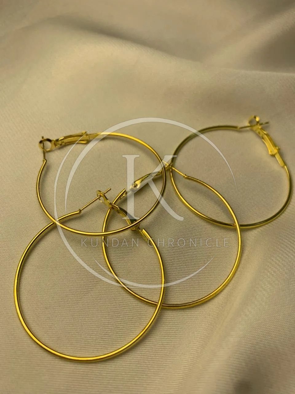 Golden Circle Hoop Earrings 1.5 diameter - 2Pair