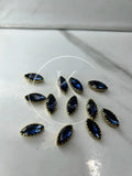 Dark Blue Boat-Shape Glass Stone (Regular)-12Pcs
