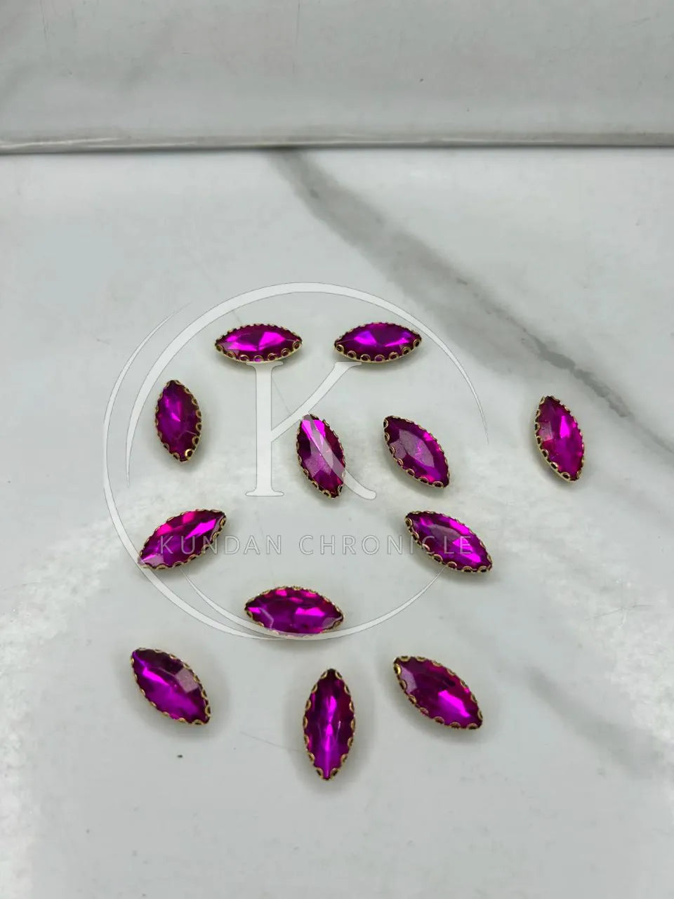 Pink Boat-Shape Glass Stone (Regular)-12Pcs