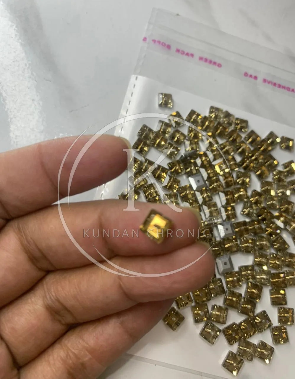 Smoke Gold Swarovski Square 6/6 Crystal-144Pcs