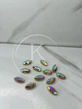 White Multi Boat-Shape Glass Stone (Regular)-12Pcs