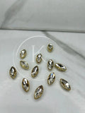 Silver-Gold Base Boat Shape Glass Stone (Regular)-12Pcs
