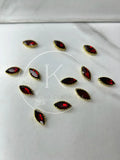 Maroon Boat-Shape Glass Stone (Regular)-12Pcs