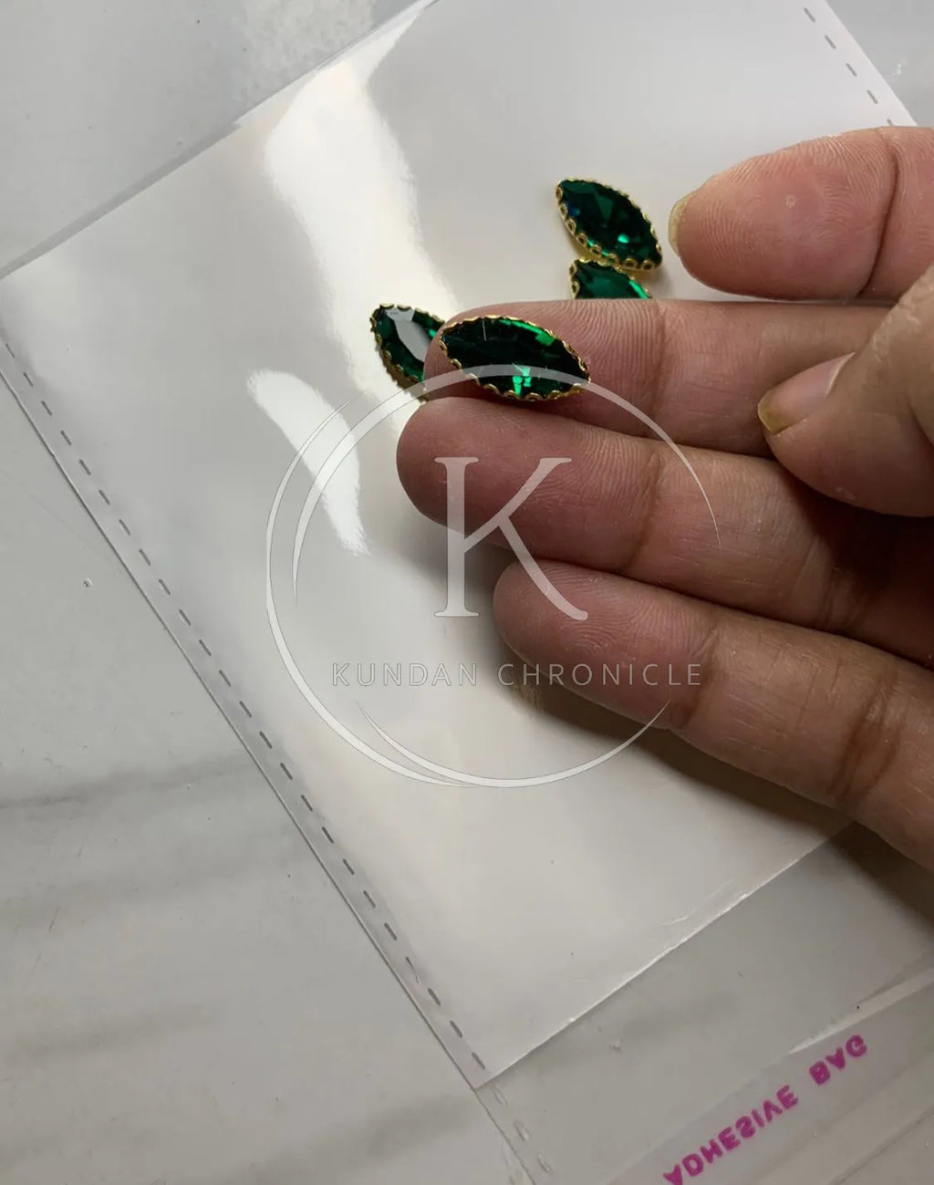 Green Boat-Shape Glass Stone (Regular)-12Pcs