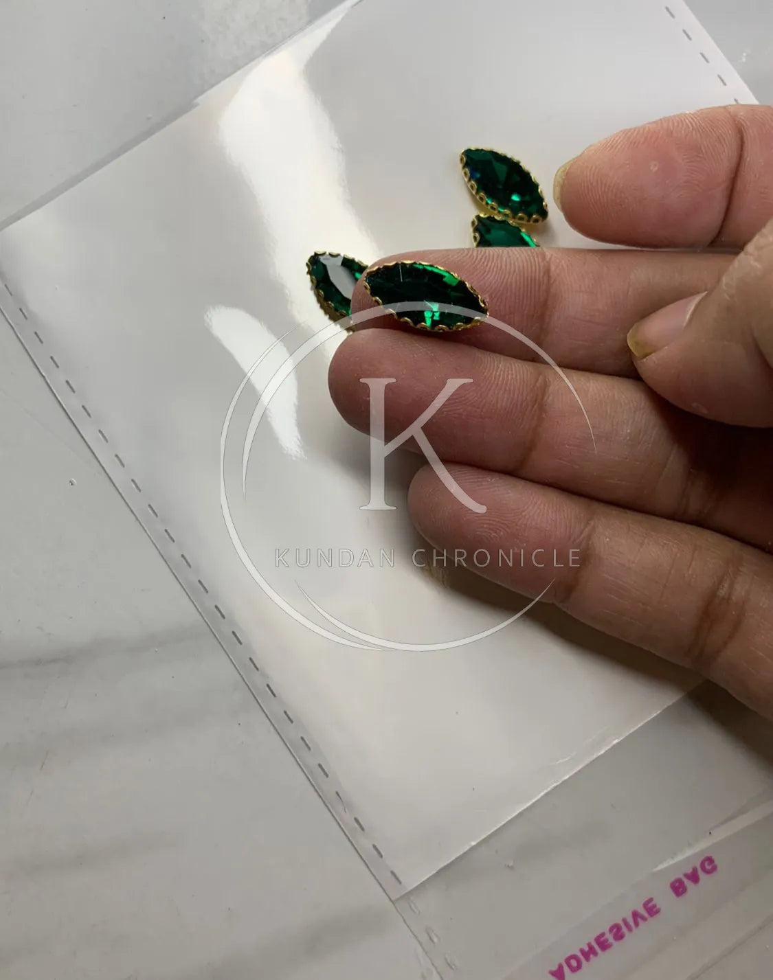 Green Boat-Shape Glass Stone (Regular)-12Pcs