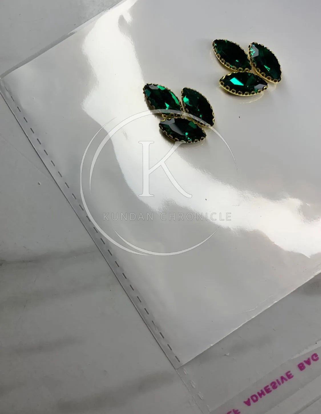Green Boat-Shape Glass Stone (Regular)-12Pcs