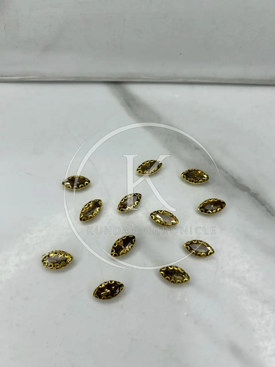 Champagne Boat-Shape Glass Stone (Small)-12Pcs