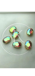 White Multi Oval-Stone Golden Base Medium ( 6Pcs )