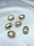 Silver Nug Oval-Stone Golden Base Medium ( 6Pcs )