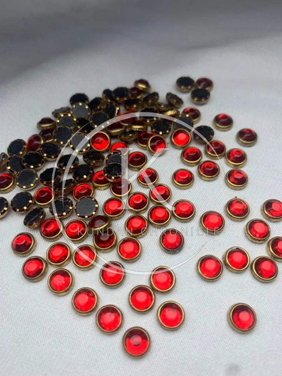 Red-Big Round Kundan-6mm (10G)
